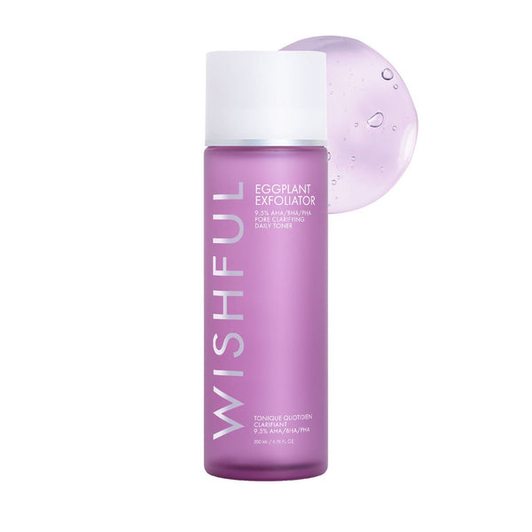 WISHFUL Eggplant Exfoliator: 9.5% AHA, BHA & PHA Pore Clarifying Daily Toner